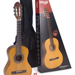 Paquete De Guitarra Clasica 1/2 Color Natural Con Funda