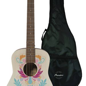 Guitarra Acustica Bamboo Travel Festival 34 Con Funda Acolchada Blanca