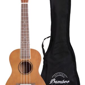 Ukelele Concierto Bamboo Estudio Marrón Con Funda