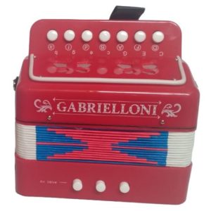 Acordeon Infantil Chico De 7 Botones Y 3 Bajos Color Rojo