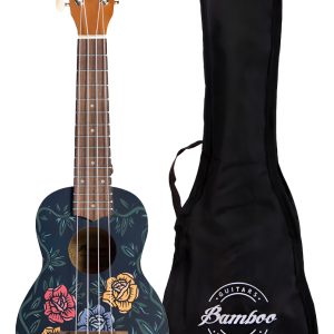 Ukelele Soprano Bamboo Diseño Aurora Con Funda Color Marrón Oscuro