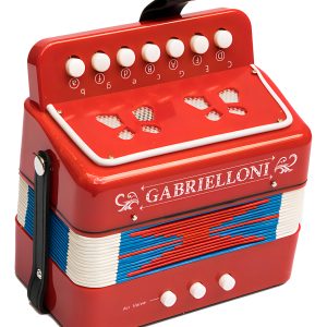 Acordeon De Botones Para Niño Gabrielloni 7 Botones 3 Bajos Color Rojo