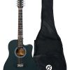 Guitarra Electroacústica Bamboo Ga-4012-bk-q Docerola Negra Linden 40 Con Funda